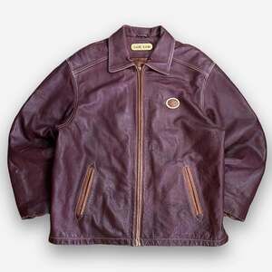 Vintage 90s Karl Kani Heavy Leather Jacket Mens XL Reddish Brown Hip Hop Coat